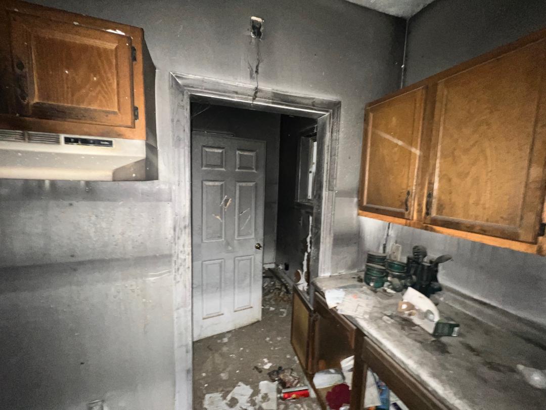 533 N Traub Ave fire damaged kitchen before renovation